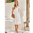 Angel | Short Sleeve Ruffle Midi Dress with V-Neck
