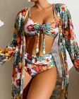 Stacie | Women's 3-Piece Floral Bikini Set with Mesh Cover-Up