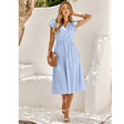 Angel | Short Sleeve Ruffle Midi Dress with V-Neck