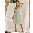 Angel | Short Sleeve Ruffle Midi Dress with V-Neck