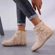 Kaia | Women's Suede Fringe Ankle Boots with Buckle & Side Zipper