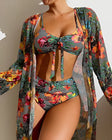Stacie | Women's 3-Piece Floral Bikini Set with Mesh Cover-Up