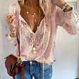 Veronica | Women's Lace Crochet Boho Blouse with Bell Sleeves