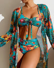 Stacie | Women's 3-Piece Floral Bikini Set with Mesh Cover-Up