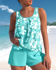 Hilary | Women's Floral Tankini Top & Modest Swim Shorts