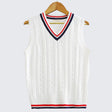 Bryson | Men's Cable Knit V-Neck Vest Sleeveless Pullover with Contrast Trim