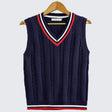 Bryson | Men's Cable Knit V-Neck Vest Sleeveless Pullover with Contrast Trim