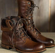Sarah | Women's Brown Leather Combat Boots with Lace-Up Ankle Support
