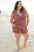 Summer | Women's V-Neck Swim Romper with Built-In Bra and Ruffle Shorts