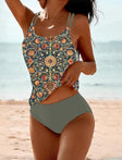 Tammy | Women's Geometric Print Tankini Set with High Waist Bottom