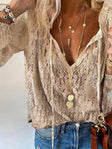 Veronica | Women's Lace Crochet Boho Blouse with Bell Sleeves